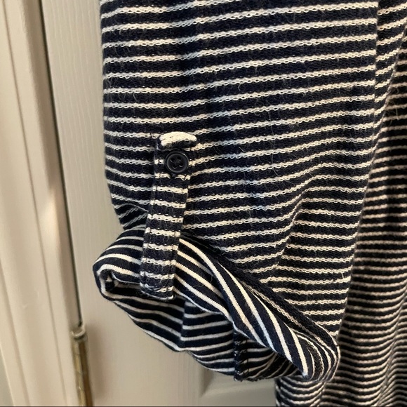 *DONATED* LOFT | Women’s Sheath Navy Blue White | Zipper Button Detail - Picture 2 of 6